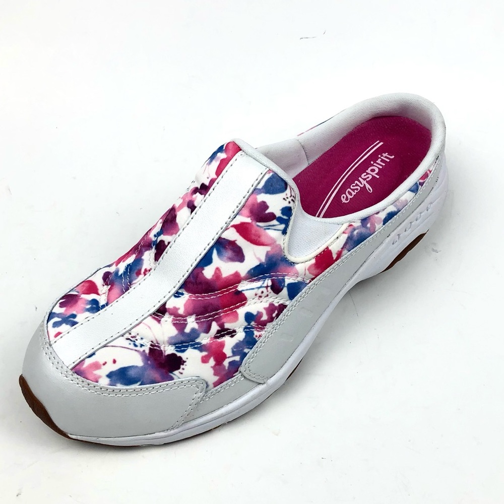 Easy Spirit Womens White Floral Slip Ons Mules 10 M